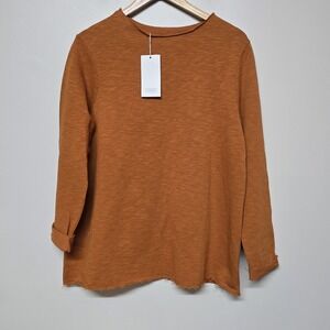 Toast Womens Loop Back Jersey Top Raw Hem Ginger Orange Sz M NWT Boho Minimalist